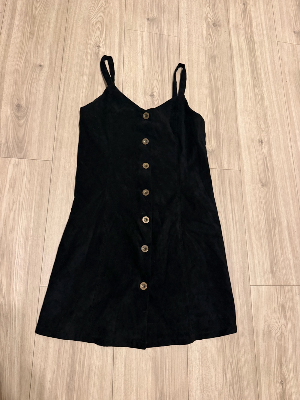 Black Velvet Button-Front Women's Dress